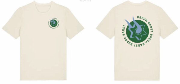 SHIRT - NATURAL WHITE MET GROEN-BLAUWE OPDRUK